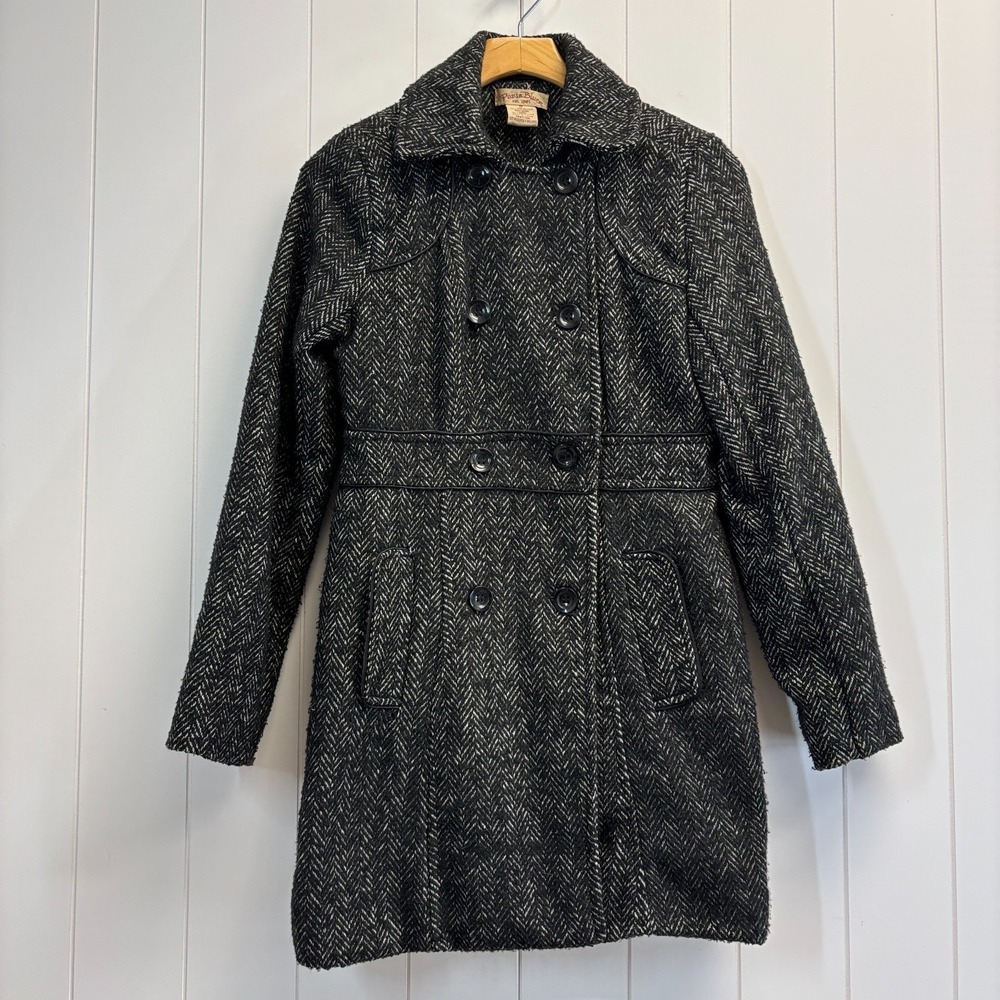 Paris Blues Y2K Dark Academia Double Breasted Pea Coat Women Medium Preppy Chic